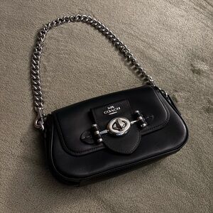 Coach Black Leather Chain Shoulder Bag